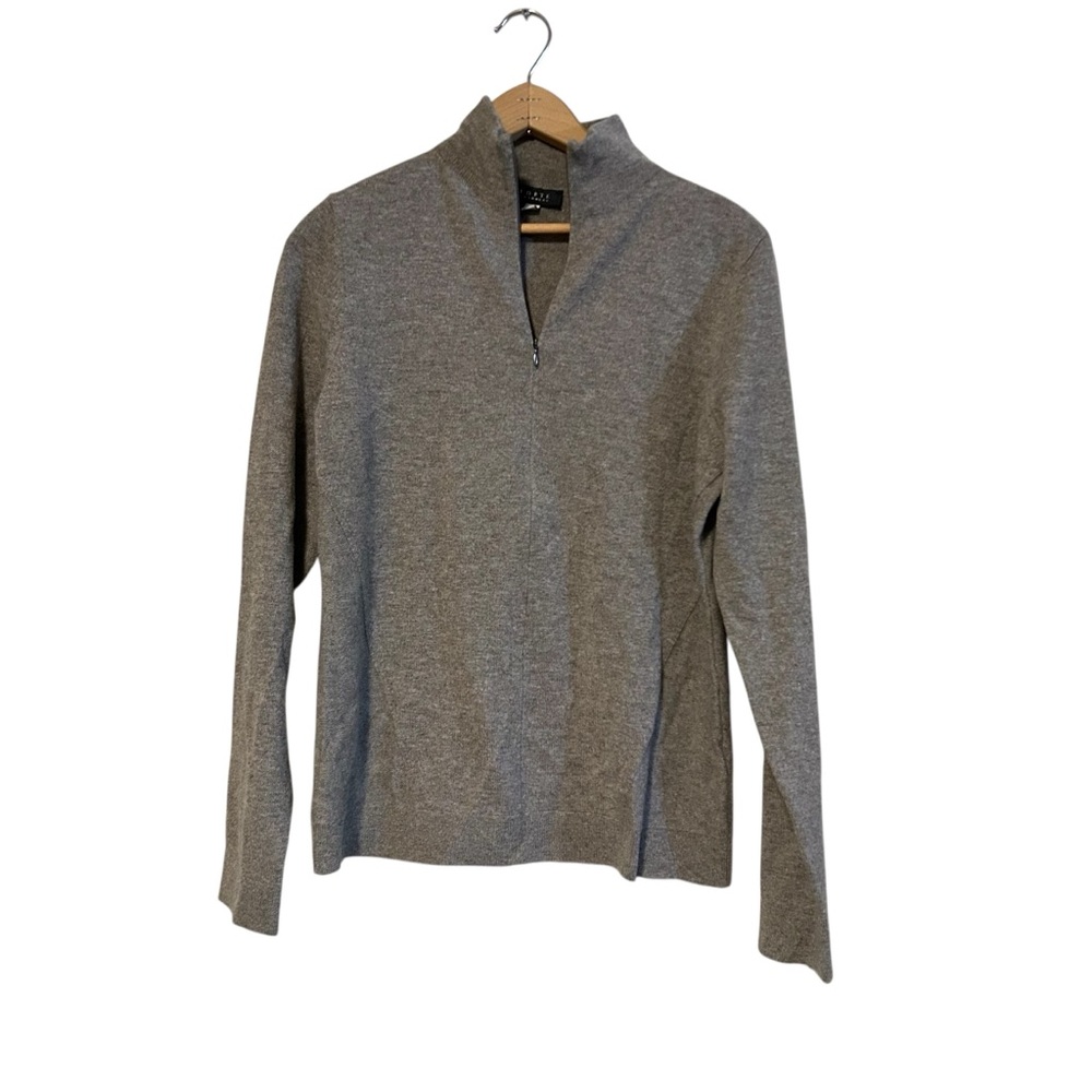 Forte Heathered Half Zip Sweater 100% Cashmere Size Large Brown Women’s